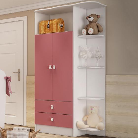 Imagem de Guarda-roupa Infantil 2 Portas 2 Gavetas Rosa 1420 - Percasa