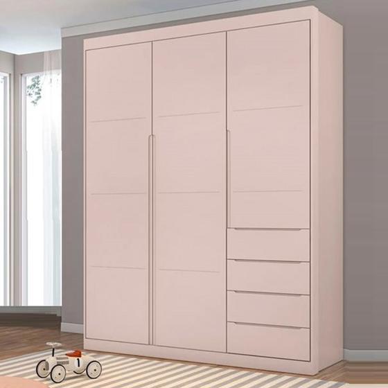 Imagem de Guarda Roupa Infantil 3 Porta E 4 Gavetas Rosê 100% MDF