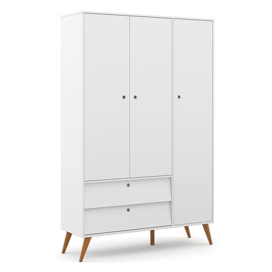 Imagem de Guarda Roupa Infantil 3 Portas e 2 Gavetas Gold 100% MDF Cor Branco Soft com Eco Wood - Matic Móveis