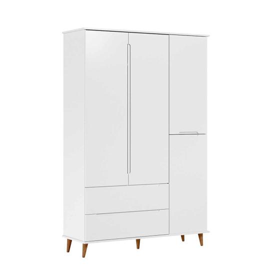 Imagem de Guarda Roupa Infântil Com 3 Portas e 2 Gavetas Lunna Cor Branco Acetinado Peternella Móveis