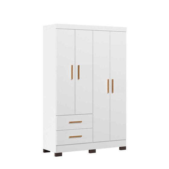 Imagem de Guarda Roupa Infântil Com 4 Portas e 3 Gavetas Ísis Cor Branco Peternella Móveis