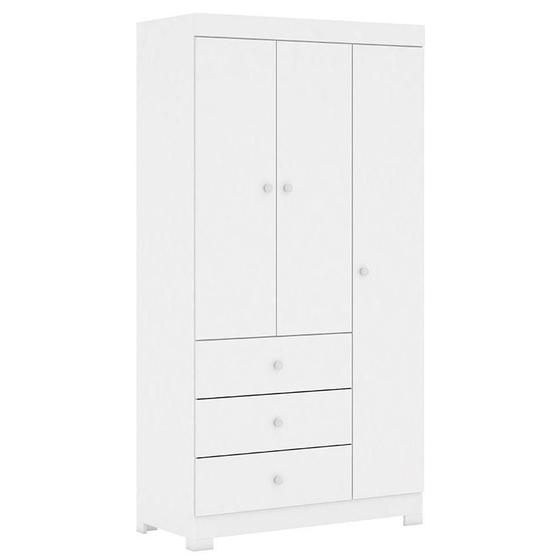 Imagem de Guarda Roupa Infantil Duda 3 Portas Branco Brilho  Phoenix Baby