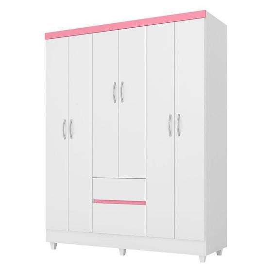 Guarda Roupa Infantil Flash 2 Branco Rosa Flex Demóbile Menor preço em Guarda Roupa Infantil Flash 2 Branco Rosa Flex Demóbile