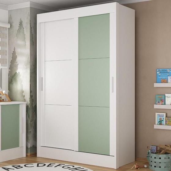 Imagem de Guarda-Roupa Infantil Flex 2 Portas 2 Gavetas Maya Espresso Móveis Branco/Verde