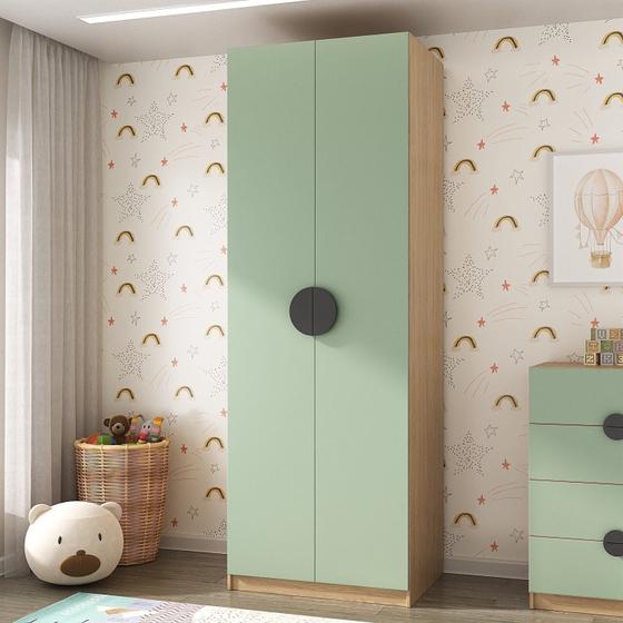 Imagem de Guarda Roupa Infantil Modulado 2 Portas com Nichos e 2 Gavetas Joy Kids Cabecasa Madeiramadeira