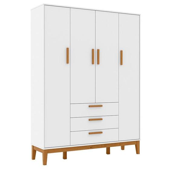 Imagem de Guarda Roupa Infantil Nature 4 Portas Branco Soft Eco Wood - Matic