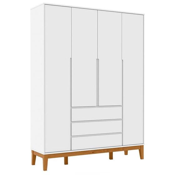 Imagem de Guarda Roupa Infantil Nature Clean 4 Portas Branco Soft Eco Wood - Matic