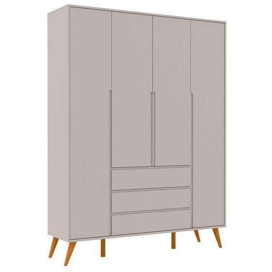 Imagem de Guarda Roupa Infantil Retrô Clean 4 Portas Cinza Eco Wood - Matic