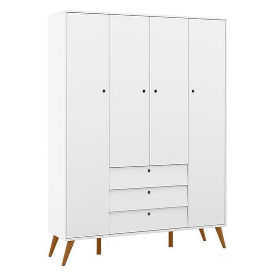 Imagem de Guarda Roupa Infantil Retro Gold 4 Portas Branco Soft Eco Wood  Matic