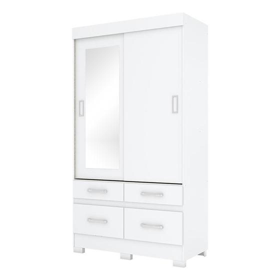 Guarda Roupa Juvenil BE25 Branco Flex com Espelho Briz Móveis Menor preço em Guarda Roupa Juvenil BE25 Branco Flex com Espelho Briz Móveis