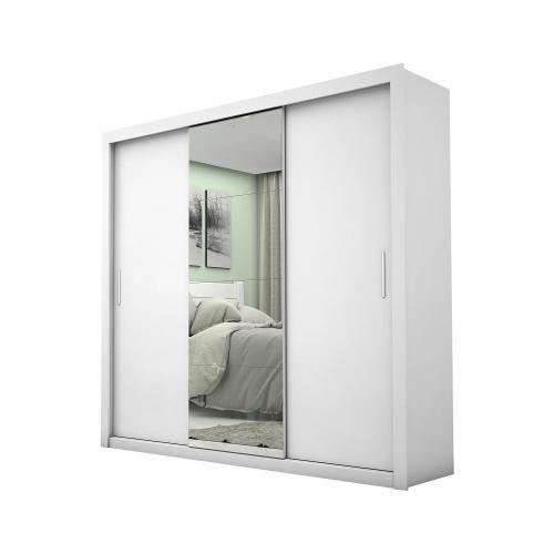 Imagem de Guarda-Roupa Melissa Glass 3 Portas Com Espelho Branco Carioca Móveis