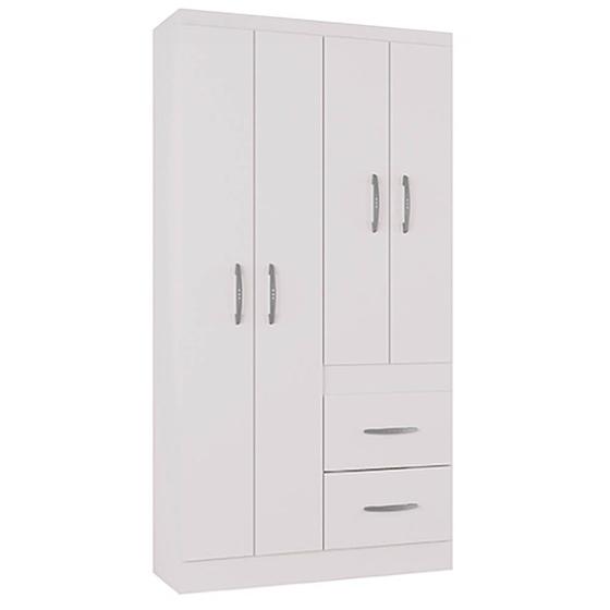 Imagem de Guarda Roupa Milão 4 Portas 2 Gavetas Solteiro Poquema Cor Branco