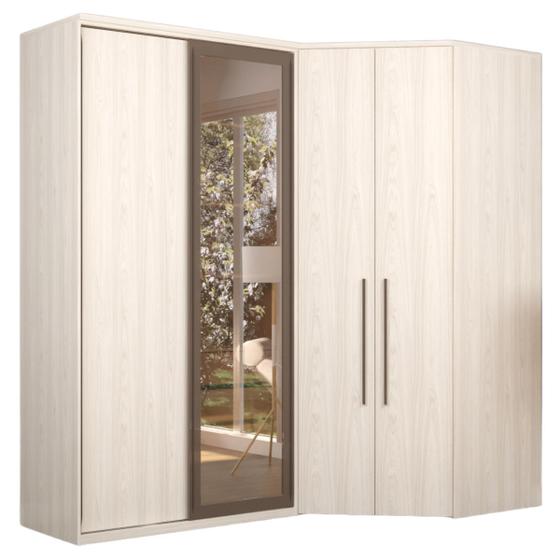 Imagem de Guarda Roupa Modulado 100% MDF de 1,20m Com 1 Espelho Reflecta e Canto Closet Vanilla - Evolution - Robel Móveis