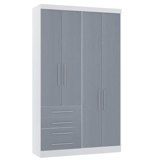 Imagem de Guarda Roupa Modulado 134,50cm 4 Portas E 4 Gavetas Alpes Luciane Móveis Branco Pf Com Grey Sky Pf