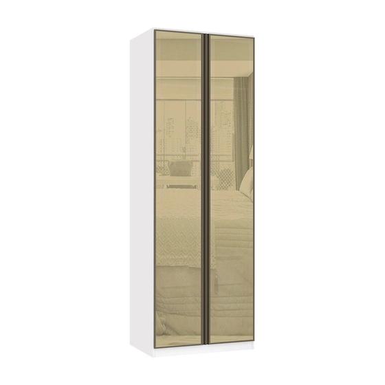 Imagem de Guarda Roupa Modulado 2 Portas 3 Gavetas 80cm com Vidro Reflecta Bronze Prime Luciane Móveis