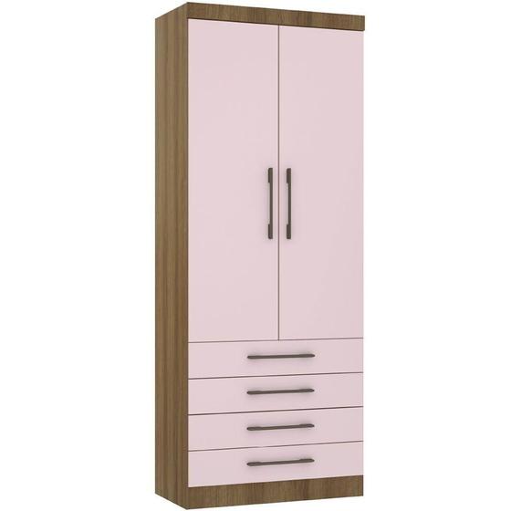 Imagem de Guarda Roupa Modulado 90cm 2 Portas 4 Gavetas Avelã/Rosa Pf