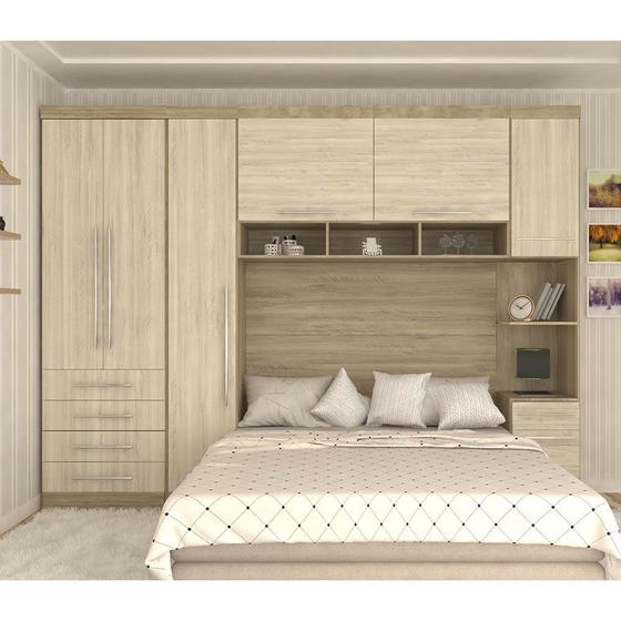 Guarda Roupa Modulado Casal 7 Portas 5 Gavetas com Cabeceira Master Luciane Móveis Menor preço em Guarda Roupa Modulado Casal 7 Portas 5 Gavetas com Cabeceira Master Luciane Móveis