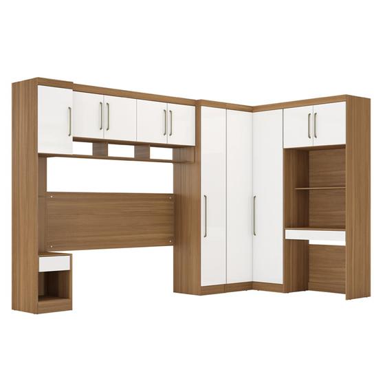 Imagem de Guarda Roupa Modulado Casal Módena Composição 17 Amêndola Touch Branco 77017 Demóbile