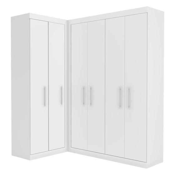 Guarda Roupa Modulado Closet De Canto 6 Portas 2 Gavetas Branco Star Menor preço em Guarda Roupa Modulado Closet De Canto 6 Portas 2 Gavetas Branco Star