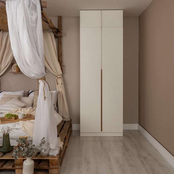 Imagem de Guarda-Roupa Modulado com Maleiro e Cabideiros Tuyo 2 PT Articuladas Branco 90 cm