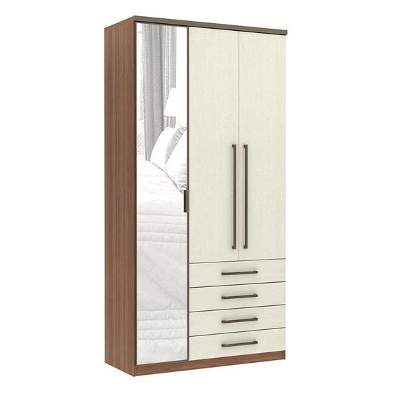 Imagem de Guarda Roupa Modulado Connect 1,18 cm 3 Portas, 1 em Alumínio Espelho e 4 Gavetas Luciane Móveis