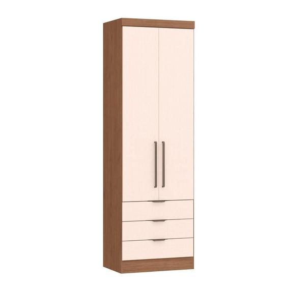 Imagem de Guarda Roupa Modulado Infinity com 3 Gavetas -Macadâmia/Rosa