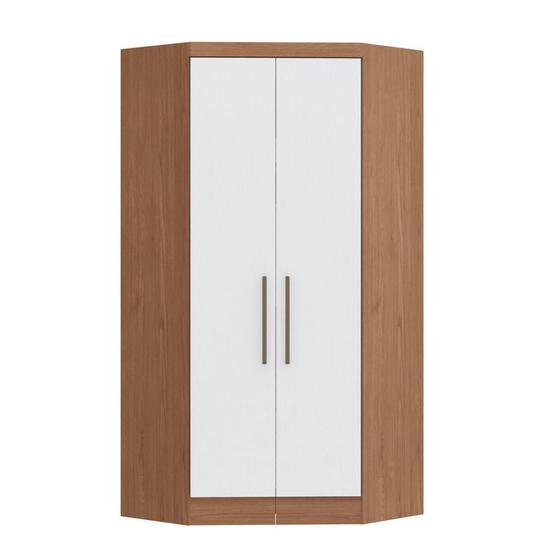 Imagem de Guarda Roupa Modulado Infinity de Canto com 2 Portas - Macadâmia/Branco Line