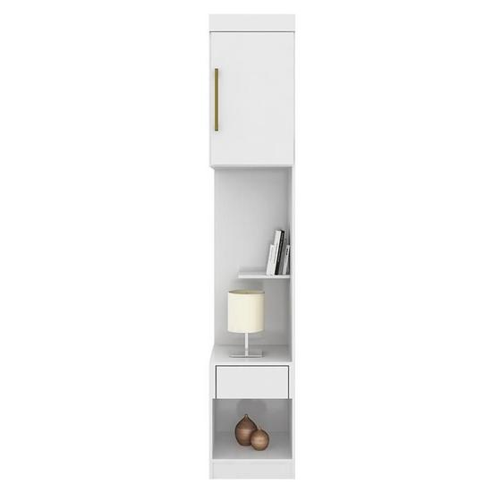 Imagem de Guarda Roupa Modulado Modena 1 Porta com Mesa de Cabeceira Branco - Demóbile