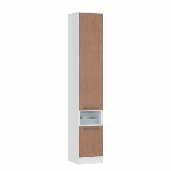Imagem de Guarda Roupa Modulado Requinte com 2 Portas e 1 Nicho - Branco Line/Macadâmia