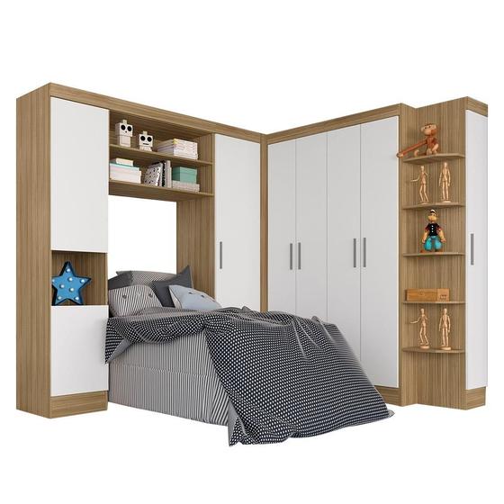 Guarda Roupa Modulado Solteiro Andrea Boreal/branco - Móveis Arapongas Menor preço em Guarda Roupa Modulado Solteiro Andrea Boreal/branco - Móveis Arapongas