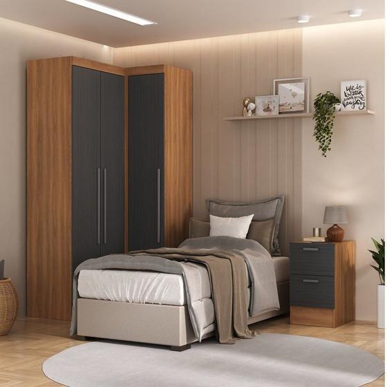 Imagem de Guarda-roupa Modulado Viena 3 Portas 4 Gavetas 3 Peças Espresso Móveis