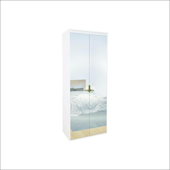 Imagem de Guarda Roupa Modular 2 Portas Espelho com Cabideiros 90 cm Lotus Belmax