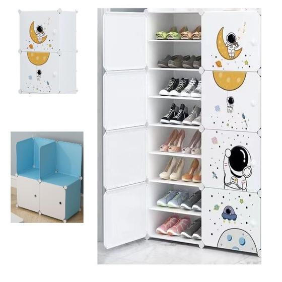 Imagem de Guarda roupa modular armario multiuso 8 portas portatil organizador brinquedo roupa sapatos infantil