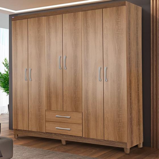 Guarda Roupa Monique 6 Portas e 2 Gavetas Mel - Rud Rack - Guarda-Roupa ...