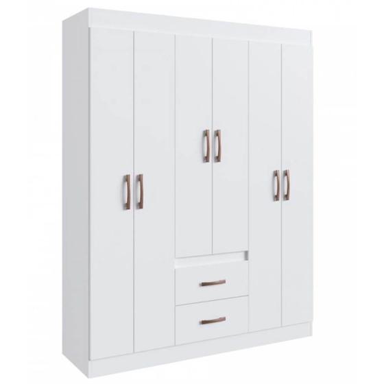 Imagem de Guarda Roupa Montevideu Casal 6 Portas 2 Gavetas Doripel Cor Branco