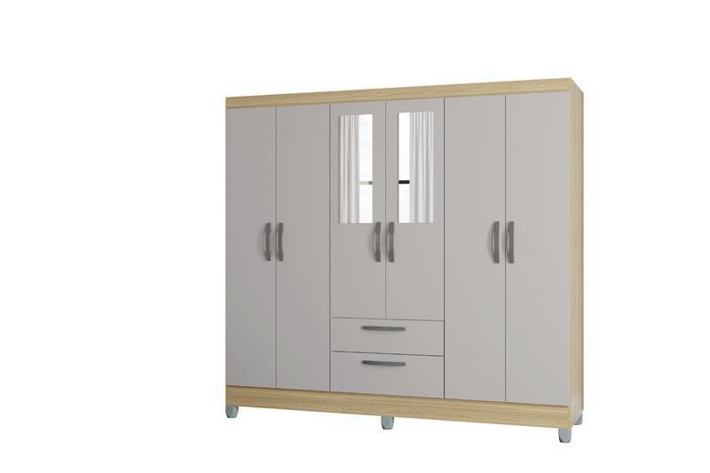 Multi 6 Guarda Roupa Multi 6 Portas 2 Gavetas Damasco / Off White - Poquema ...