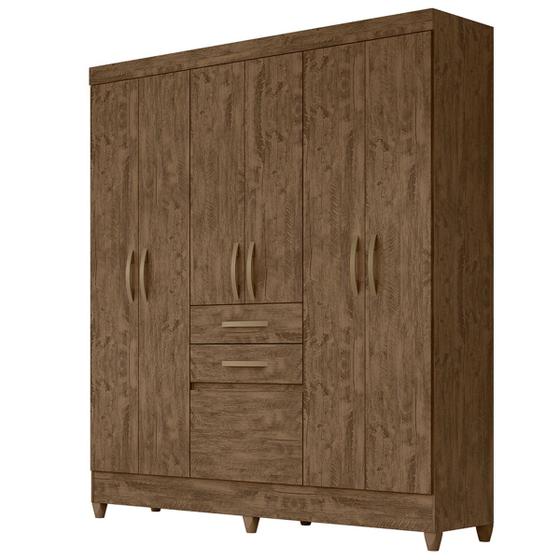 Imagem de Guarda Roupa New Mafra 177cm 7 Portas Castanho Wood Moval