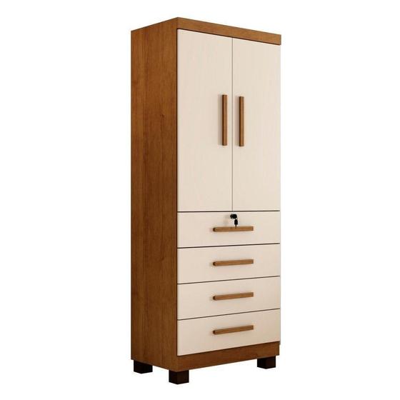 Imagem de Guarda Roupa New Maia 2 Portas 4 Gavetas Com Chave Benetil Móveis Cinamomo Com Off White