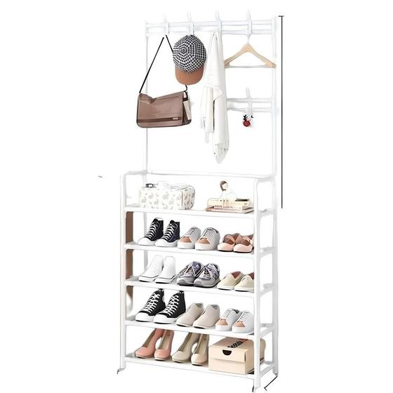 Imagem de Guarda roupa organizador arara 5 prateleiras cabideiro rack sapateira bolsa brinquedos sapatos