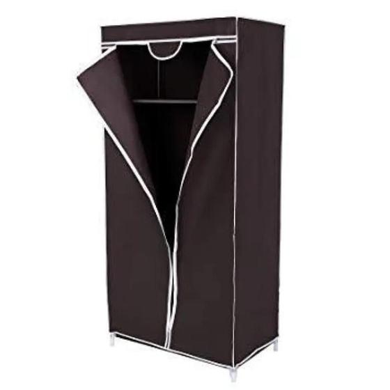 Imagem de Guarda roupa portatil armario multifuncional arara cabideiro dobravel organizador camping preto