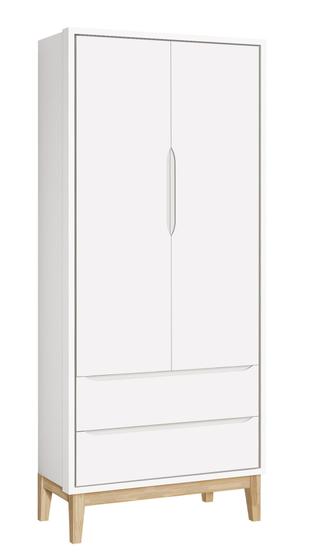 Imagem de Guarda-Roupa Retrô 2 Portas Classic New Branco Fosco com Natural - Reller