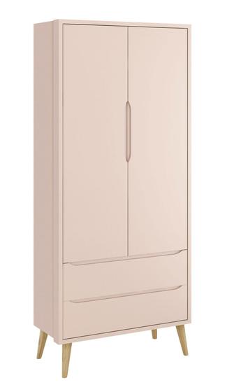 Imagem de Guarda-Roupa Retrô 2 Portas Théo New Rosa Fosco com Natural - Reller