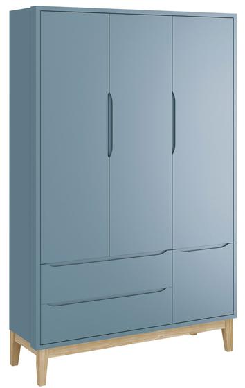 Imagem de Guarda-Roupa Retrô 3 Portas Classic New Azul Fosco com Natural - Reller