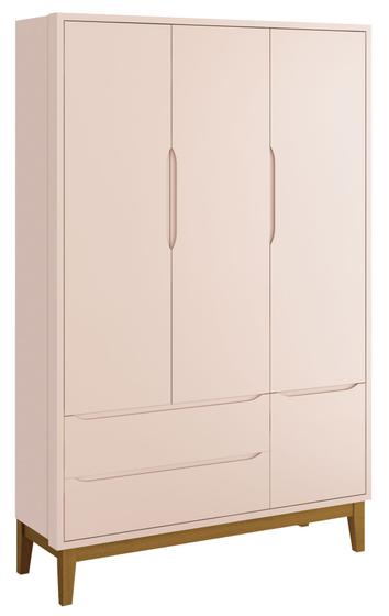 Imagem de Guarda-Roupa Retrô 3 Portas Classic New Rosa Fosco com Madeira - MoveisAqui