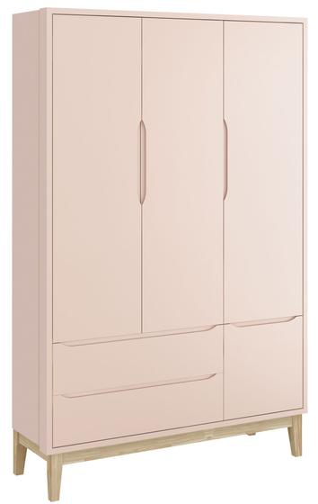 Imagem de Guarda-Roupa Retrô 3 Portas Classic New Rosa Fosco com Natural - MoveisAqui