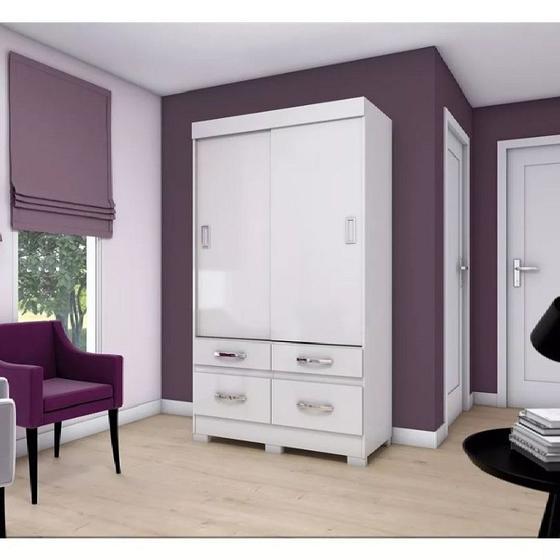 Guarda Roupa Roupeiro 2 portas 4 Gavetas Solteiro Flex Briz B25-66 Menor preço em Guarda Roupa Roupeiro 2 portas 4 Gavetas Solteiro Flex Briz B25-66
