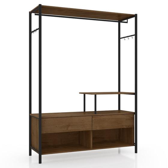 Guarda Roupa Roupeiro Casal Closet Barcelona 02 Gavetas Preto Demolição - Desk Design Menor preço em Guarda Roupa Roupeiro Casal Closet Barcelona 02 Gavetas Preto Demolição - Desk Design