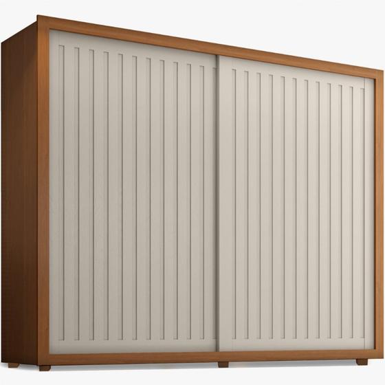 Imagem de Guarda Roupa Roupeiro Zanzini Coliseu com  271,9 cm de Largura 2 portas de correr 6 gavetas com pés Cinamomo Areia