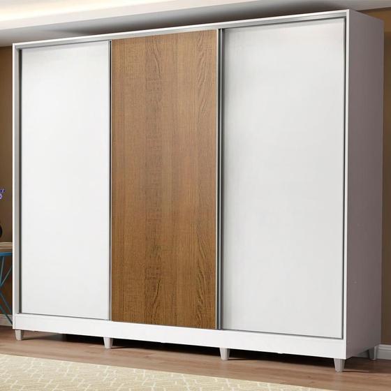 Imagem de Guarda-Roupa Royale 100% MDF 3 Portas de Correr 8 Pés Madesa