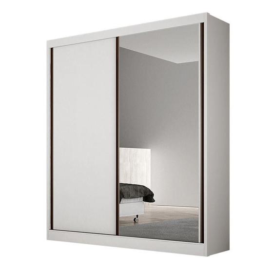 Guarda Roupa Solteiro 100% MDF 2 Portas 1 com Espelho 3 Gavetas Virtus Novo Horizonte Branco Menor preço em Guarda Roupa Solteiro 100% MDF 2 Portas 1 com Espelho 3 Gavetas Virtus Novo Horizonte Branco